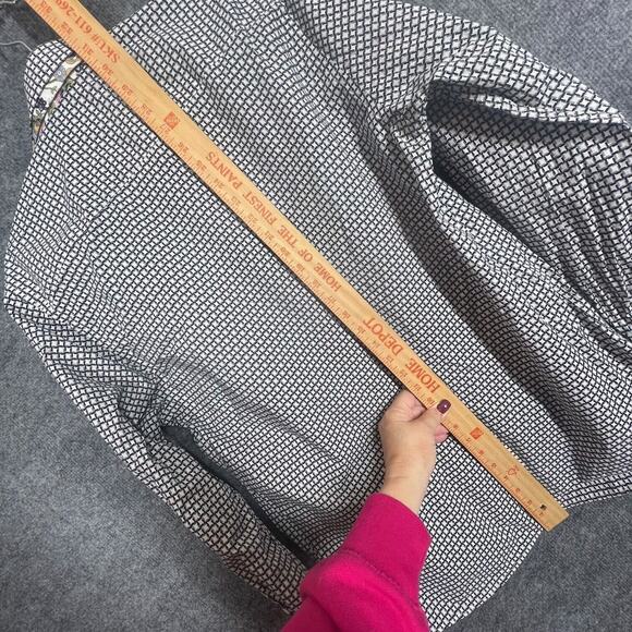 Banana Lemon Button Up Shirt Mens Gray and Black Geometric Floral Casual Preppy - Picture 8 of 12